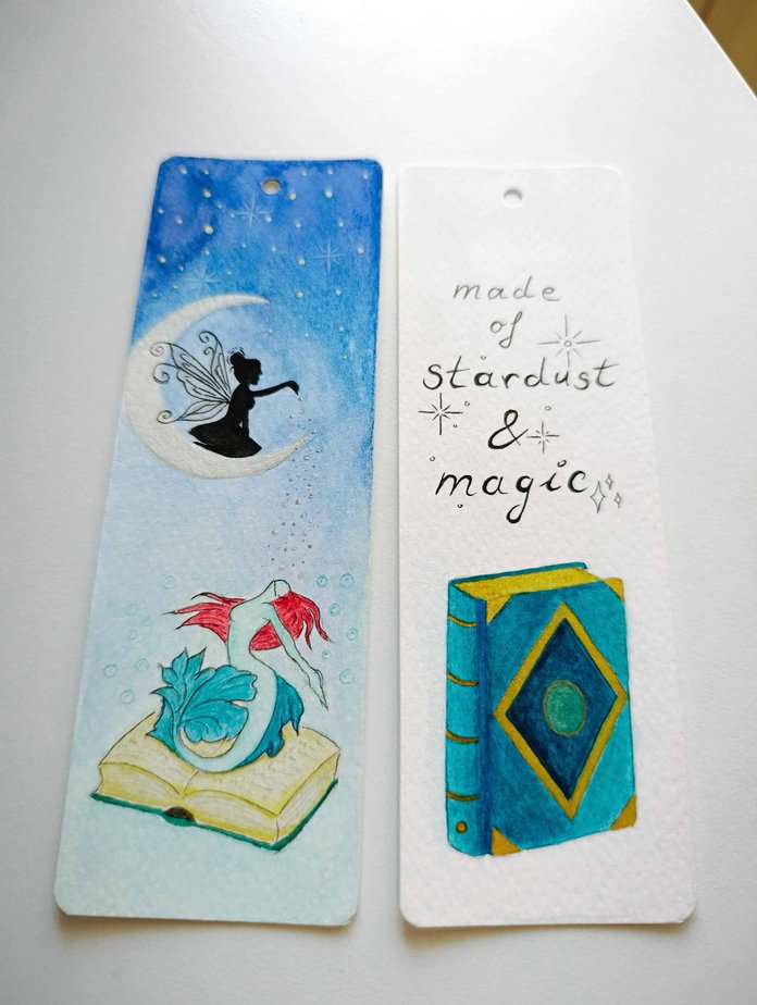 Dvostruki akvarel bookmark - Stardust and Magic