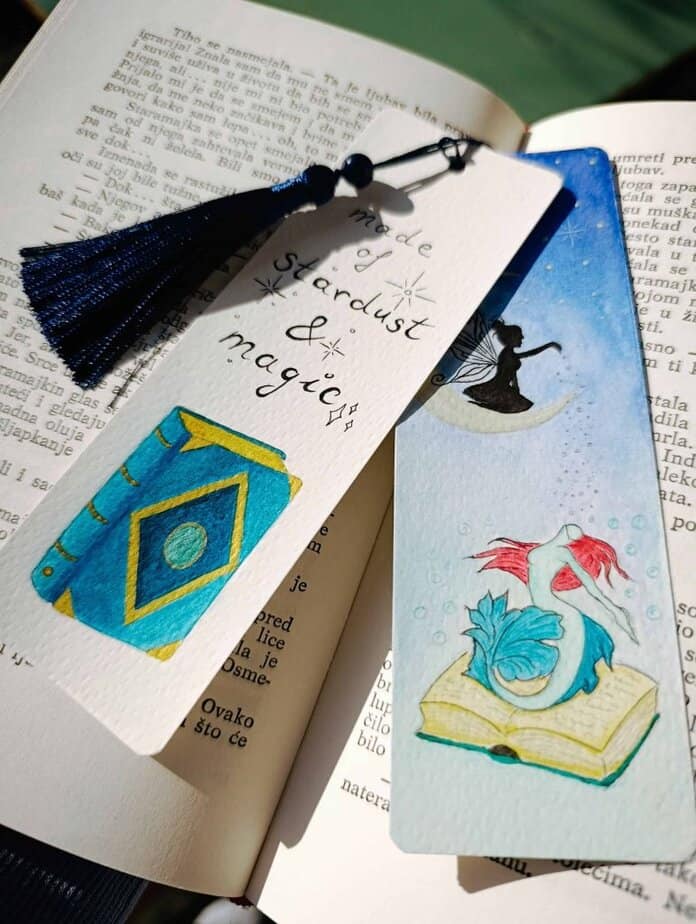 Dvostruki akvarel bookmark - Stardust and Magic