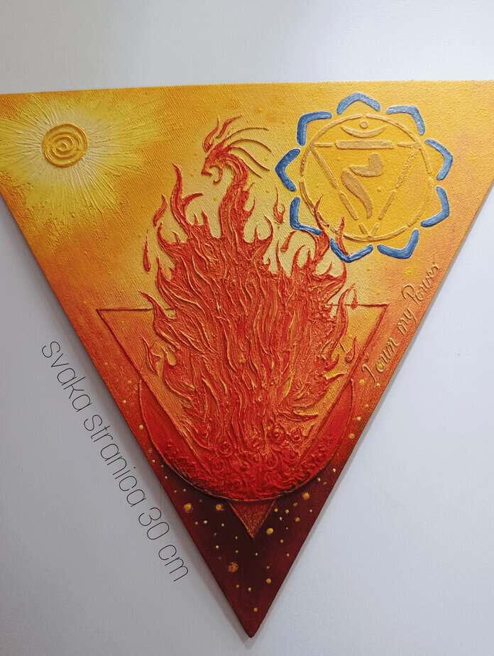 Original 3D Manipura chakra artwork with textured mantra "I Own My Power"